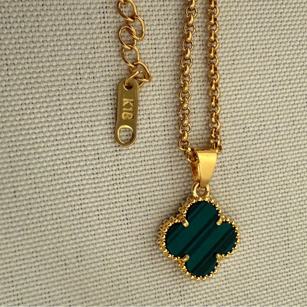 18K Gold Plated Green Clover Necklace
